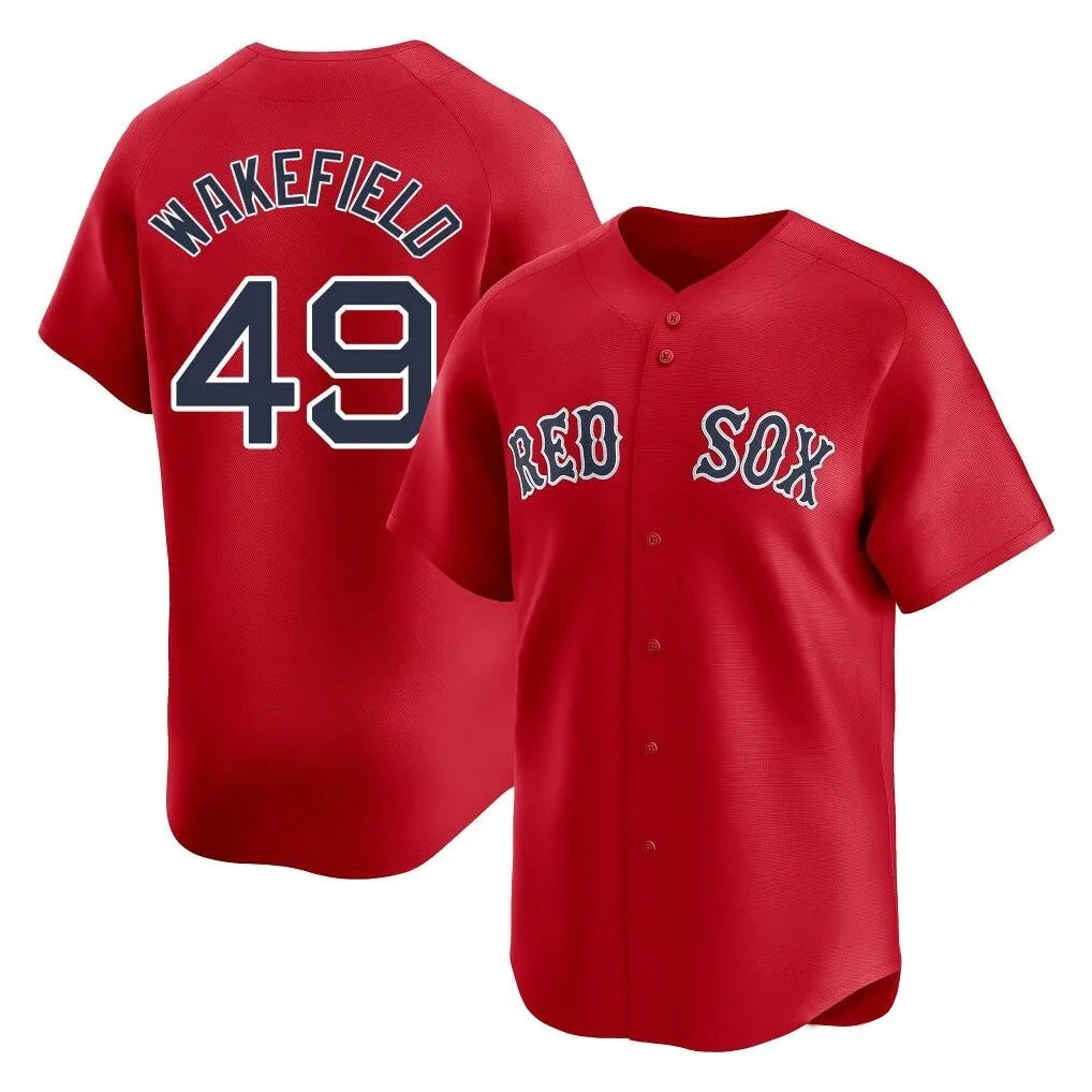 Pouc B.Red Sox #49 Tim Wakefield Player Red Limited Home Game Stitched Jerseys