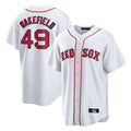Pouc B.Red Sox #49 Tim Wakefield Player White Home Game Stitched Jerseys