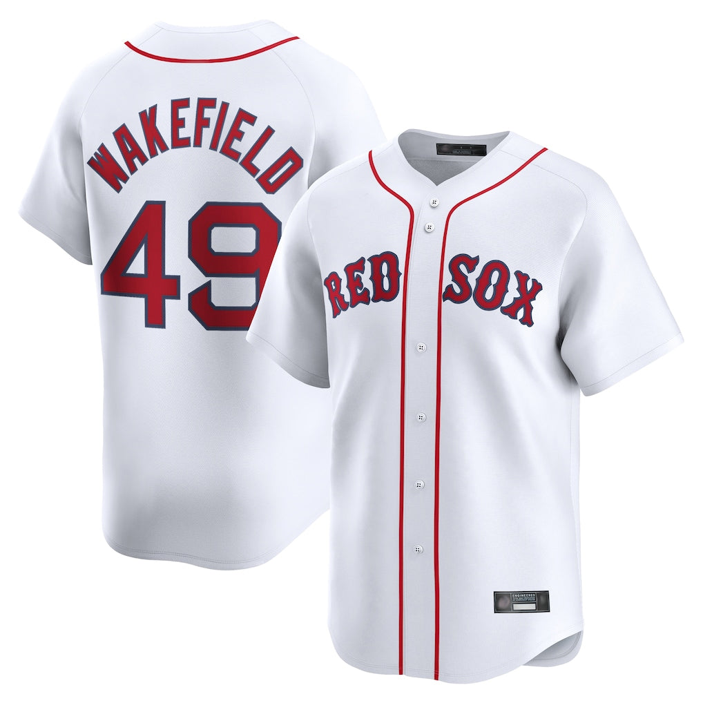 Pouc B.Red Sox #49 Tim Wakefield Player White Limited Home Game Stitched Jerseys