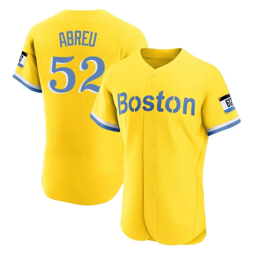 Pouc B.Red Sox #52 Wilyer Abreu Player Yellow Limited Elite Home Game Stitched Jerseys