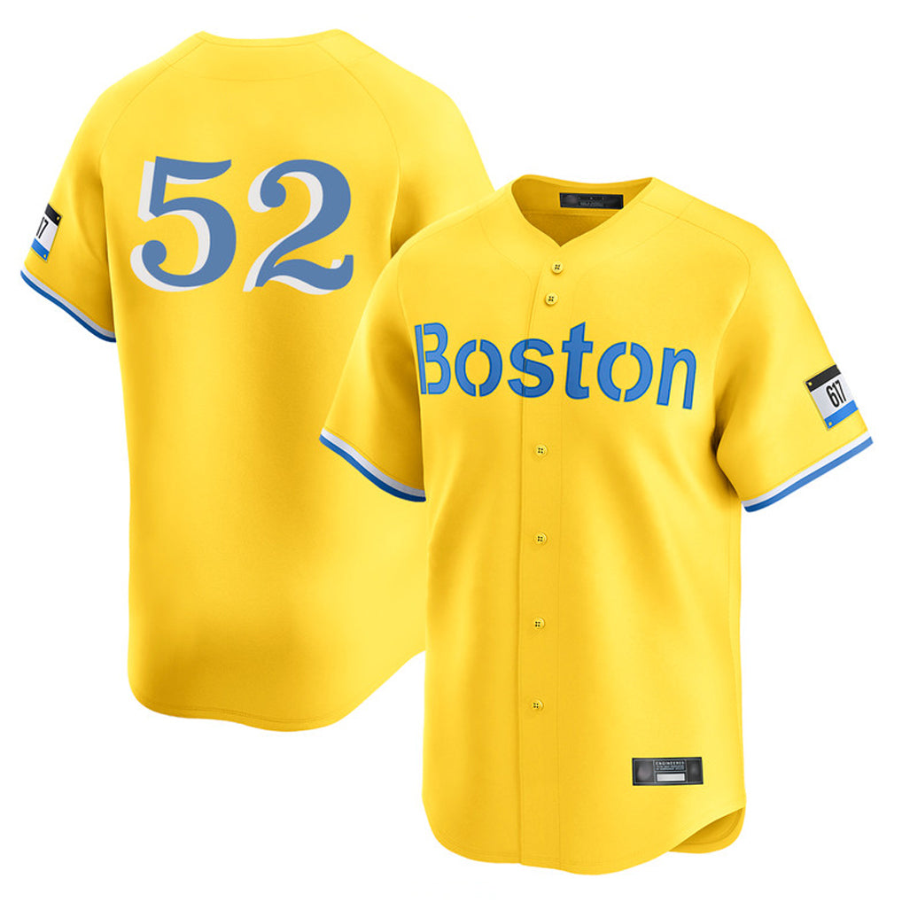 Pouc B.Red Sox #52 Wilyer Abreu Player Yellow Limited Home Game Stitched Jerseys