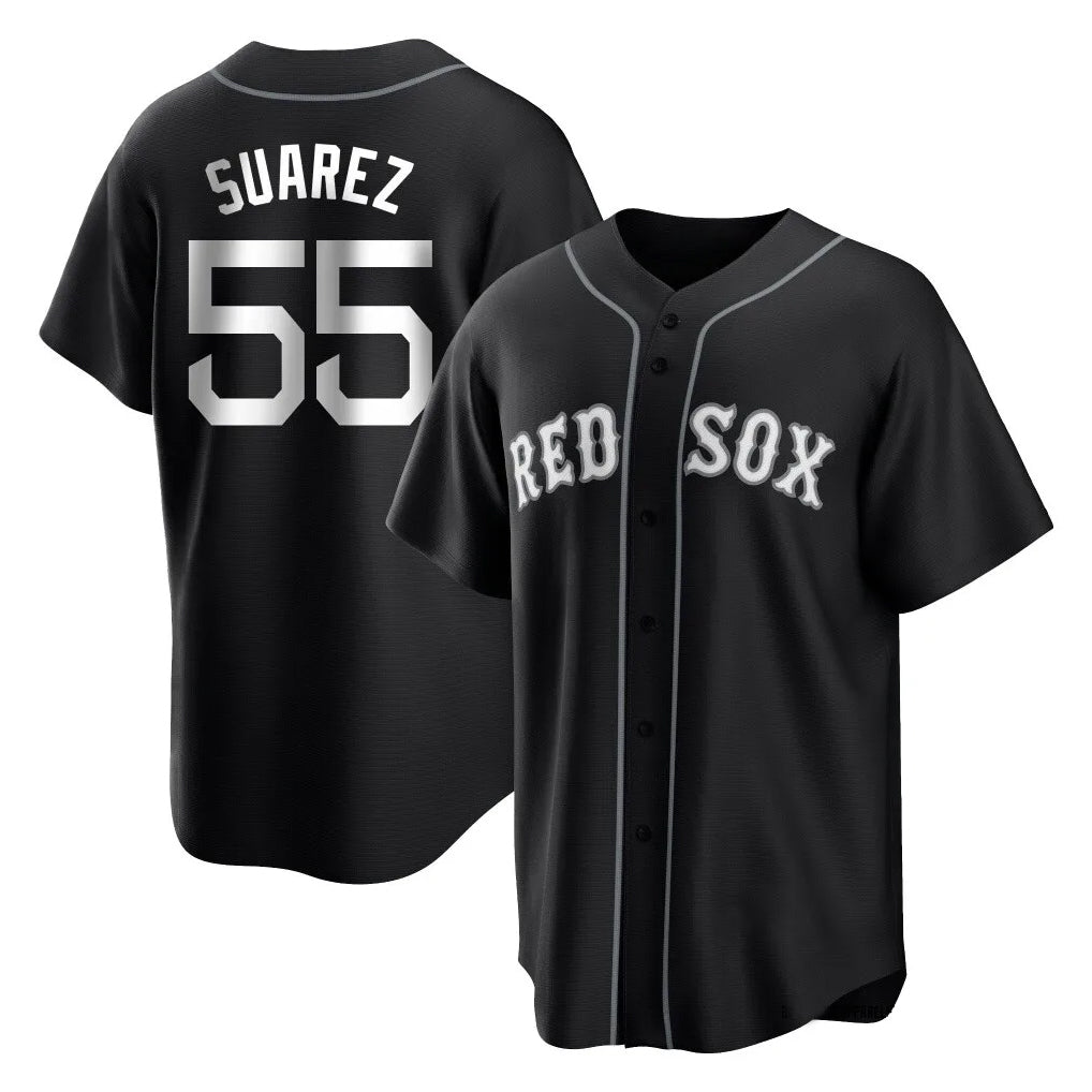 Pouc B.Red Sox #55 Ranger Su¡§¡érez Player Black Home Game Stitched Jerseys