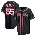 Pouc B.Red Sox #55 Ranger Su¡§¡érez Player Black Out Home Game Stitched Jerseys