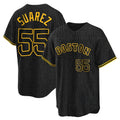 Pouc B.Red Sox #55 Ranger Su¡§¡érez Player Black Snake Skin City Home Game Stitched Jerseys
