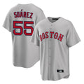 Pouc B.Red Sox #55 Ranger Su¡§¡érez Player Gray Road Home Game Stitched Jerseys