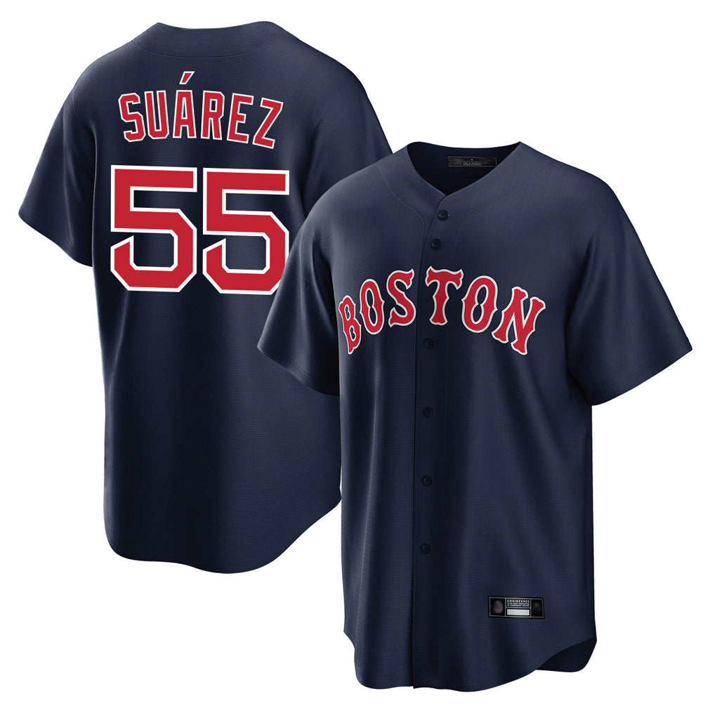 Pouc B.Red Sox #55 Ranger Su¡§¡érez Player Navy Home Game Stitched Jerseys