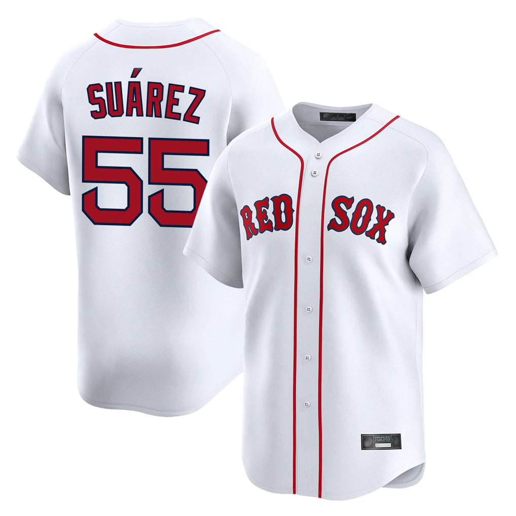 Pouc B.Red Sox #55 Ranger Su¡§¡érez Player White Limited Home Game Stitched Jerseys