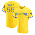 Pouc B.Red Sox #55 Ranger Su¡§¡érez Player Yellow Limited Elite Home Game Stitched Jerseys