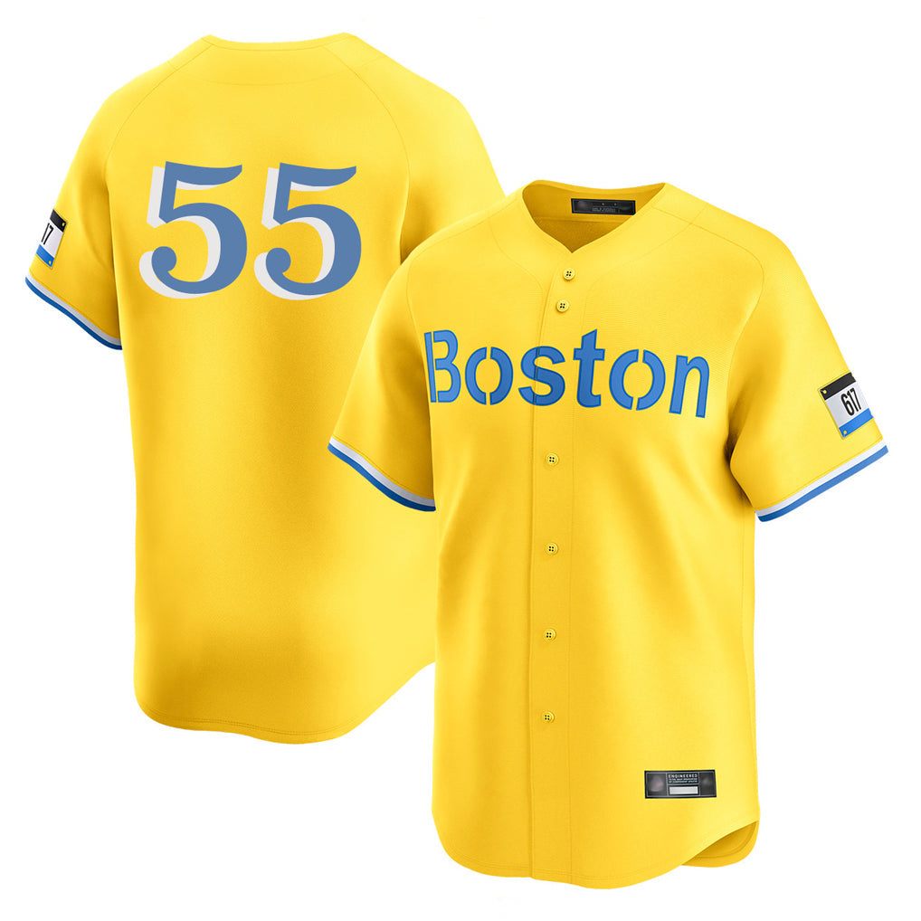 Pouc B.Red Sox #55 Ranger Su¡§¡érez Player Yellow Limited Home Game Stitched Jerseys