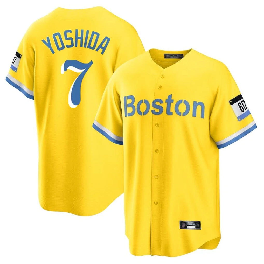 Pouc B.Red Sox #7 Masataka Yoshida Player Yellow Home Game Stitched Jersey