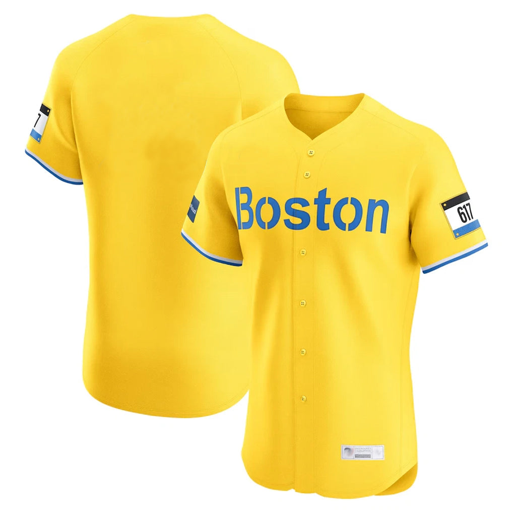 Pouc B.Red Sox Blank Player Yellow Limited Elite Home Game Stitched Jerseys