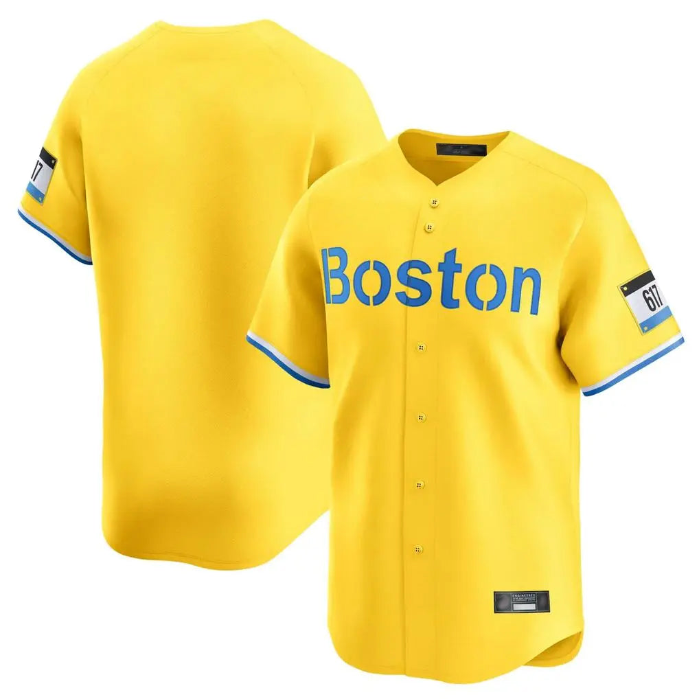 Pouc B.Red Sox Blank Player Yellow Limited Home Game Stitched Jerseys