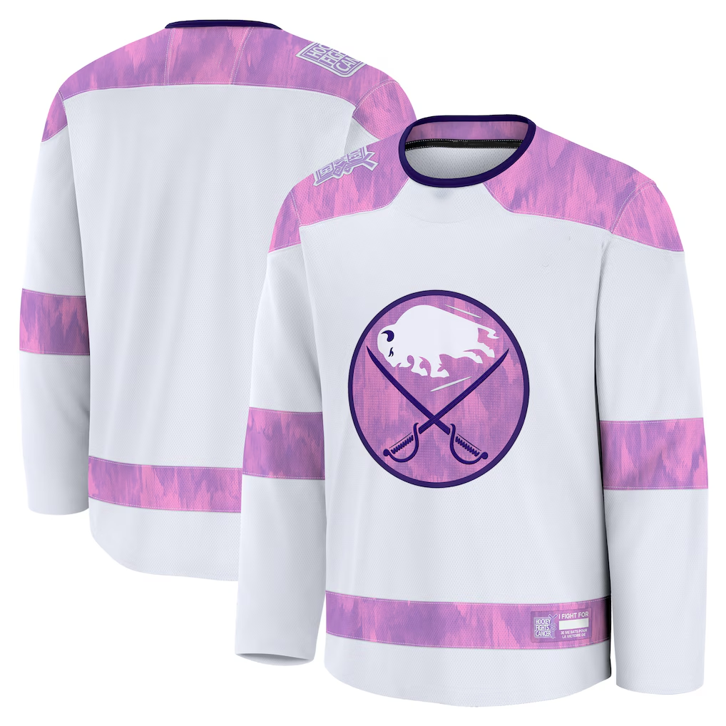 Pouc B.Sabres White 2024 Hockey Fights Cancer Practice Stitched Jerseys