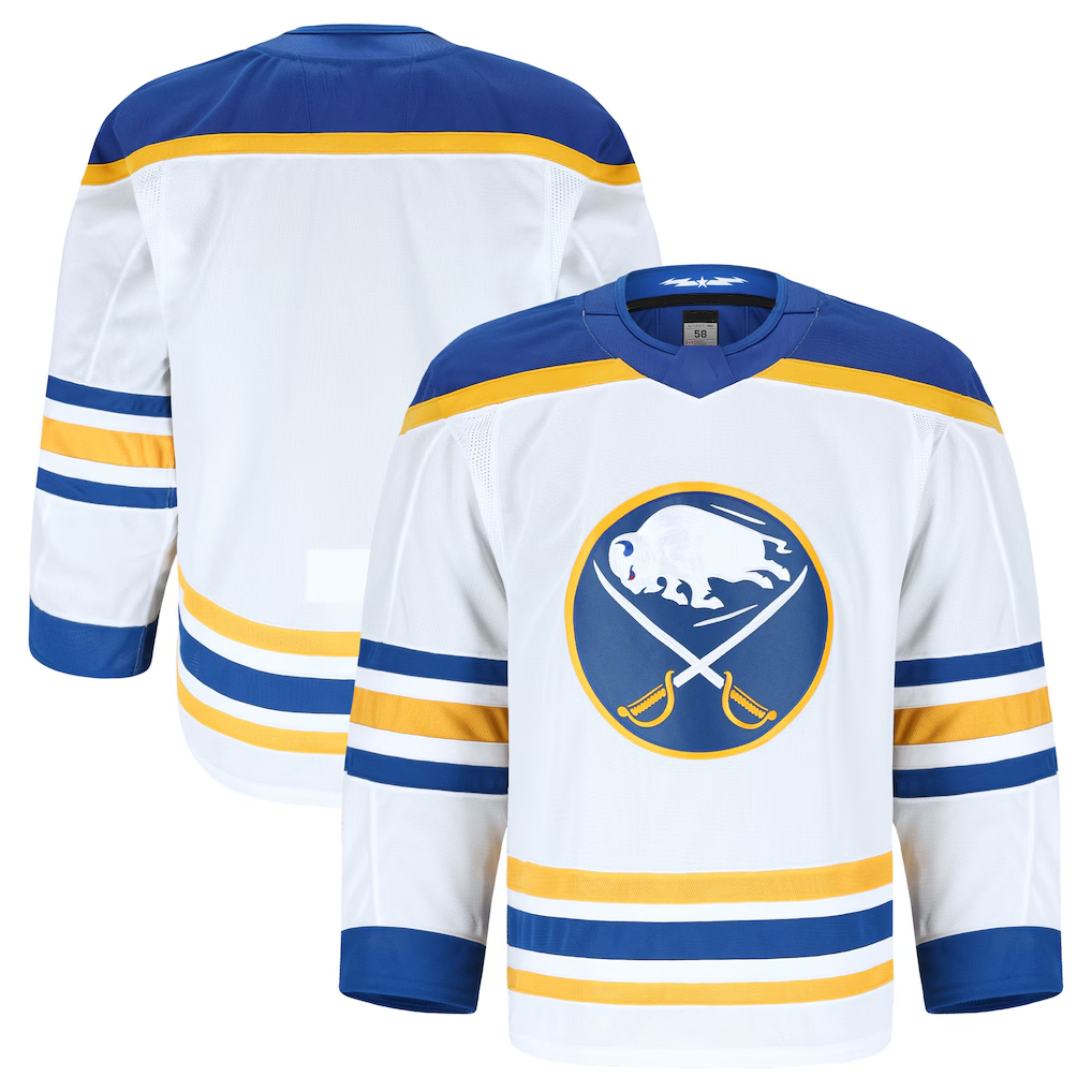 Pouc B.Sabres White Away Authentic Pro Stitched Jerseys
