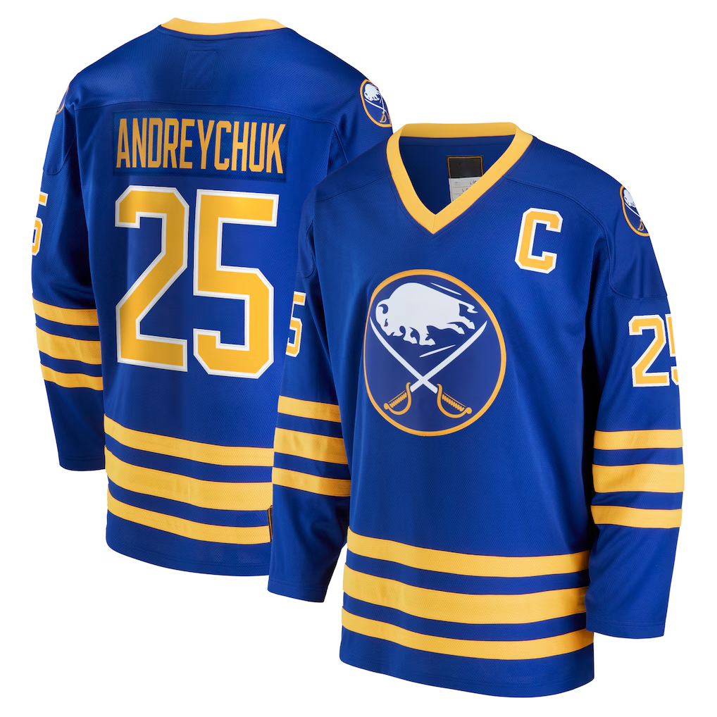 Pouc B.Sabres #25 Dave Andreychuk Royal Breakaway Retired Player Stitched Jerseys