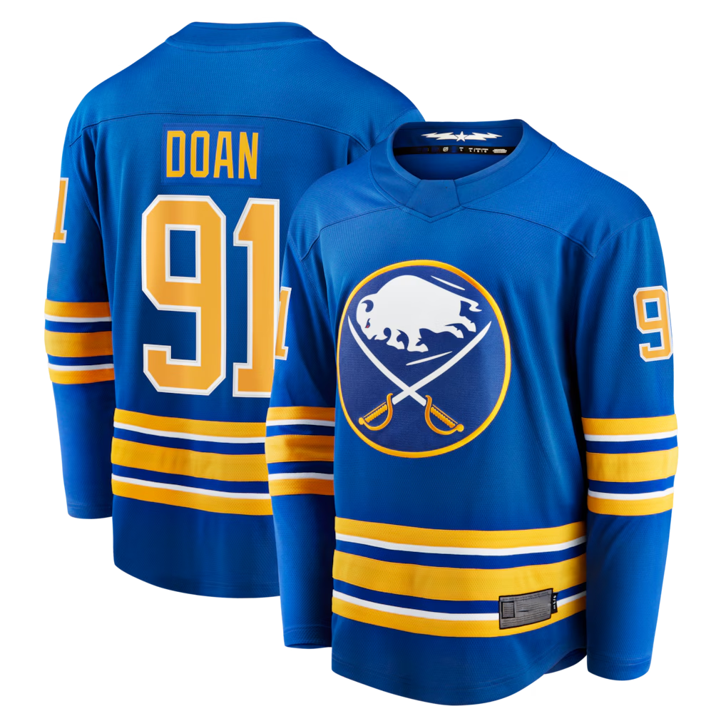 Pouc B.Sabres #91 Josh Doan Royal Home Premier Breakaway Player Stitched Jerseys