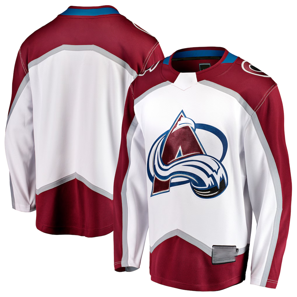 Pouc C.Avalanche White Away Breakaway Jerseys