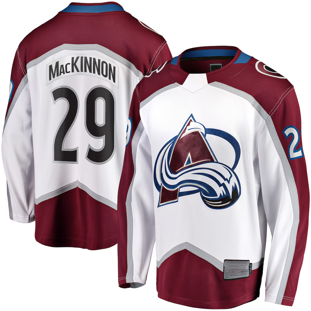 Pouc C.Avalanche #29 Nathan MacKinnon White Breakaway Jerseys