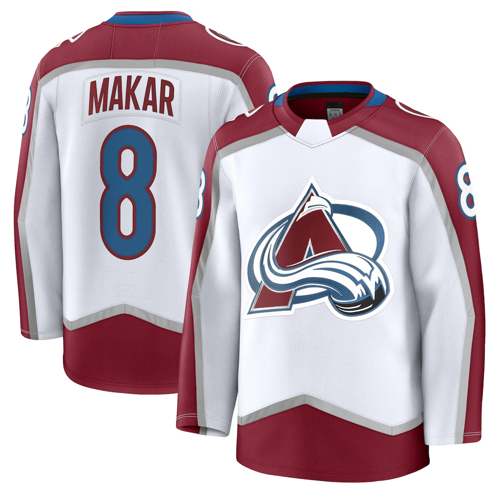 Pouc C.Avalanche #8 Cale Makar White Away Premium Jerseys