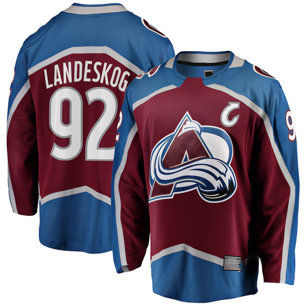 Pouc C.Avalanche #92 Gabriel Landeskog Burgundy Captain Patch Home Breakaway Jerseys