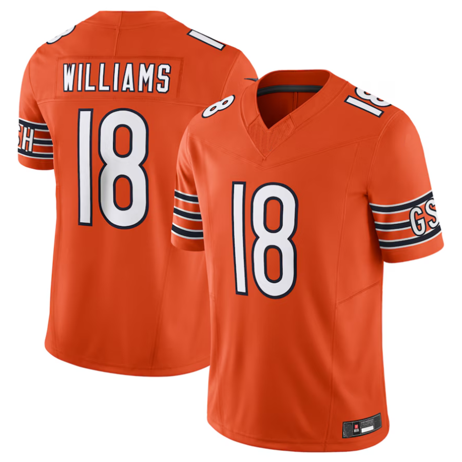 Pouc C.Bears #18 Caleb Williams Orange Vapor F.U.S.E. Limited Jersey Player Stitched Jerseys