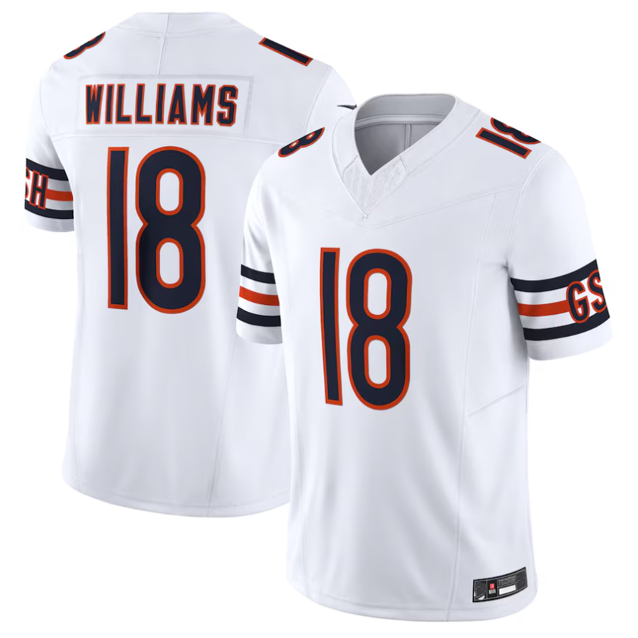 Pouc C.Bears #18 Caleb Williams White Vapor F.U.S.E. Limited Jersey Player Stitched Jerseys