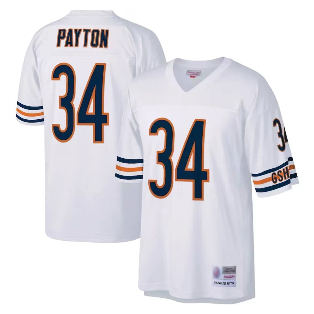 Pouc C.Bears #34 Walter Payton Player White 1985 Walter Payton Mitchell & Ness Throwback Retired Stitched Jerseys