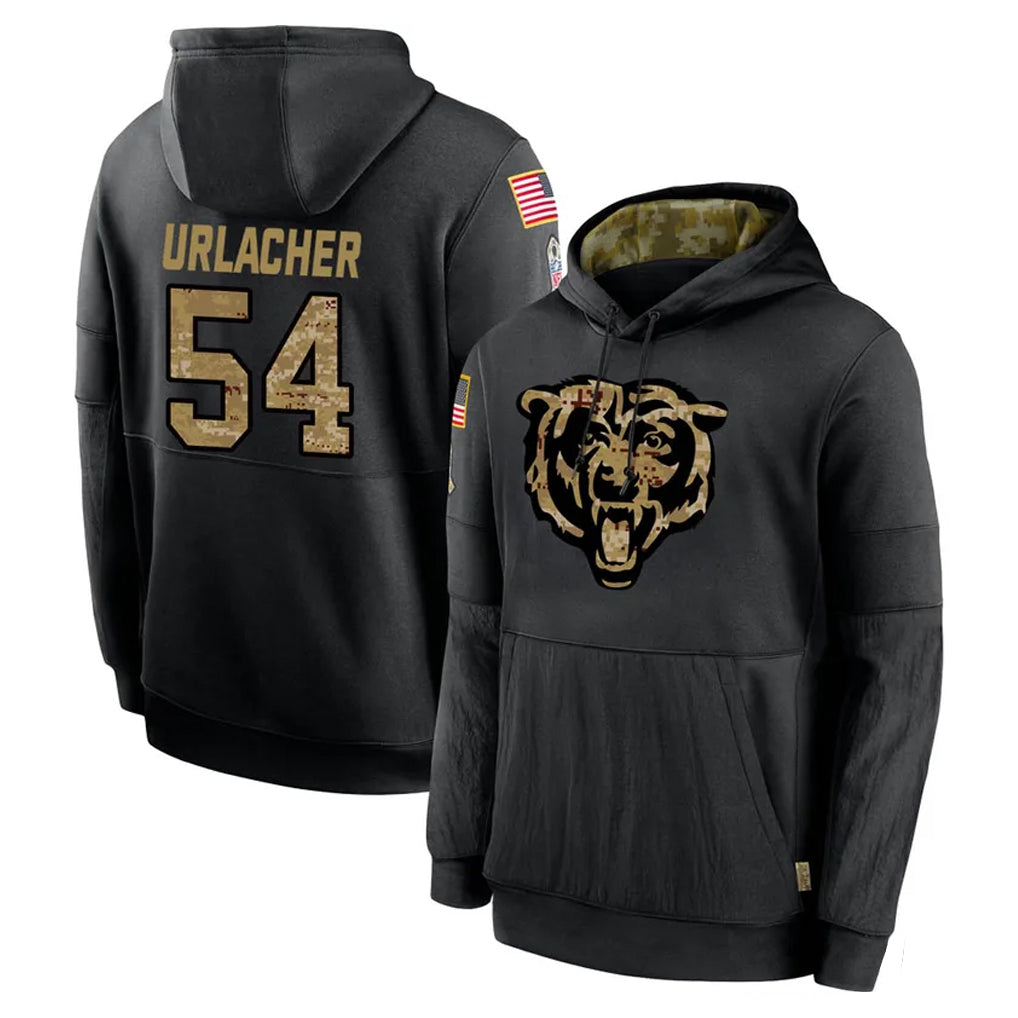 Pouc C.Bears #54 Brian Urlacher Player Black Salute to Service Pullover Hoodies Limited Stitched Jerseys