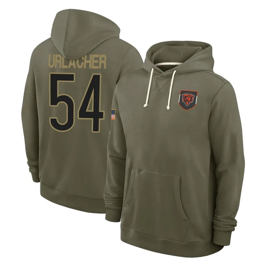 Pouc C.Bears #54 Brian Urlacher Player Olive Salute to Service Pullover Hoodies Limited Stitched Jerseys