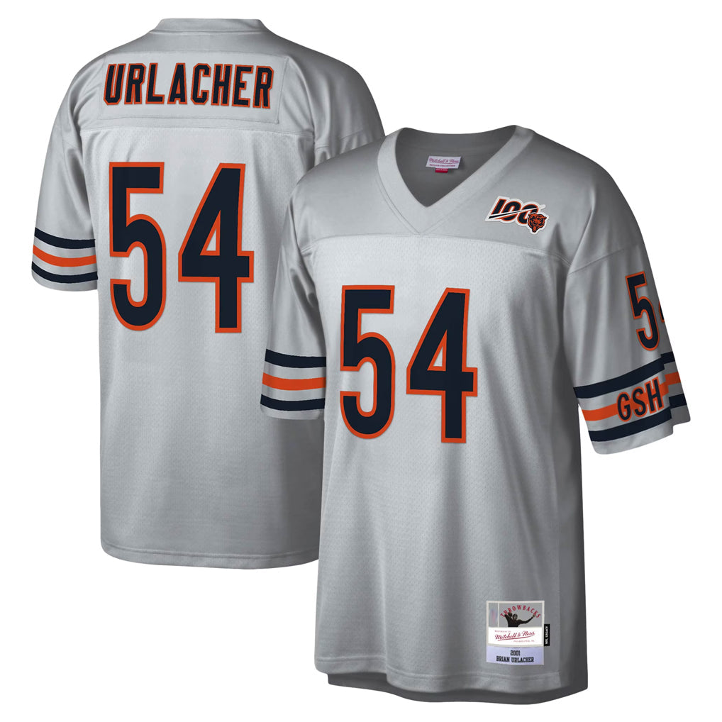 Pouc C.Bears #54 Brian Urlacher Player Silver Mitchell & Ness Legacy Replica Stitched Jerseys