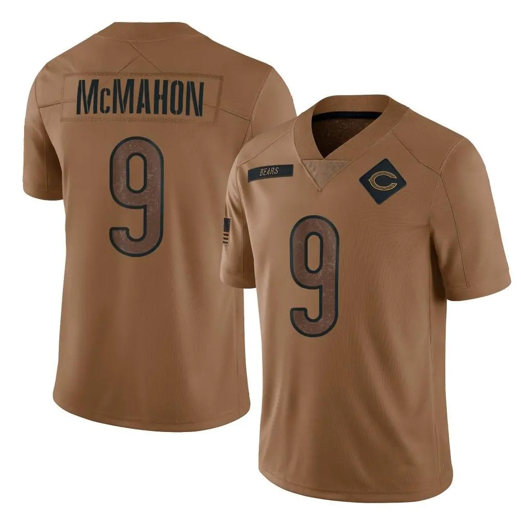 Pouc C.Bears #9 Jim McMahon Player Brown Salute to Service Limited Stitched Jerseys