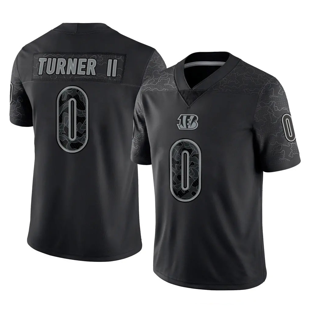 Pouc C.Bengals #0 DJ Turner II Player Black Reflective Limited Game Stitched Jerseys