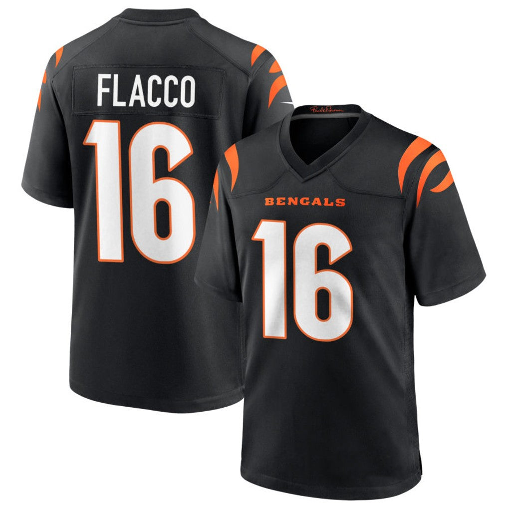 Pouc C.Bengals #16 Joe Flacco Player Black Home Game Stitched Jerseys