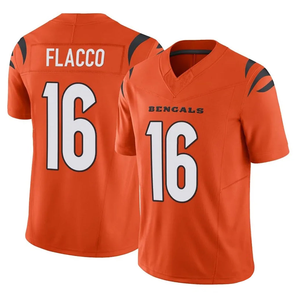Pouc C.Bengals #16 Joe Flacco Player Orange Vapor F.U.S.E. Limited Home Game Stitched Jerseys