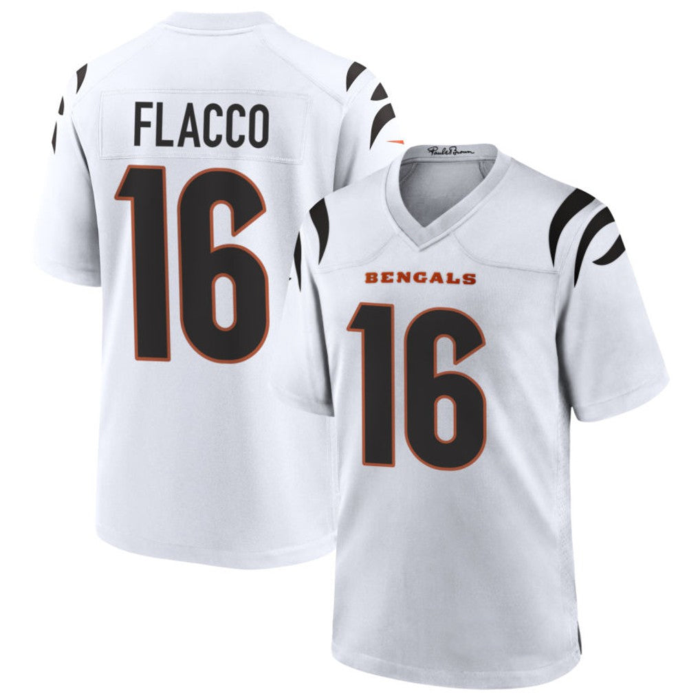 Pouc C.Bengals #16 Joe Flacco Player White Home Game Stitched Jerseys