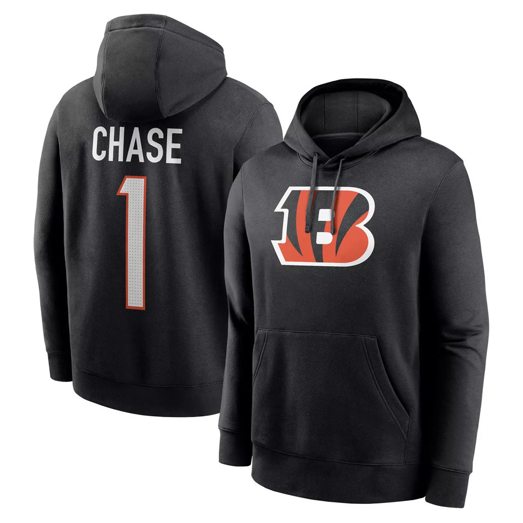 Pouc C.Bengals #1 Ja'Marr Chase Player Black Salute to Service Pullover Hoodies Game Stitched Jerseys