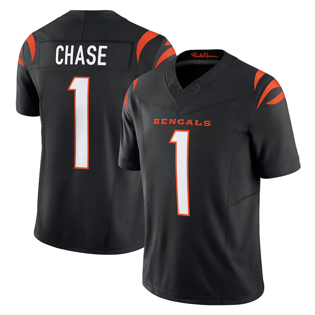 Pouc C.Bengals #1 Ja'Marr Chase Player Black Vapor F.U.S.E. Limited Home Game Stitched Jerseys
