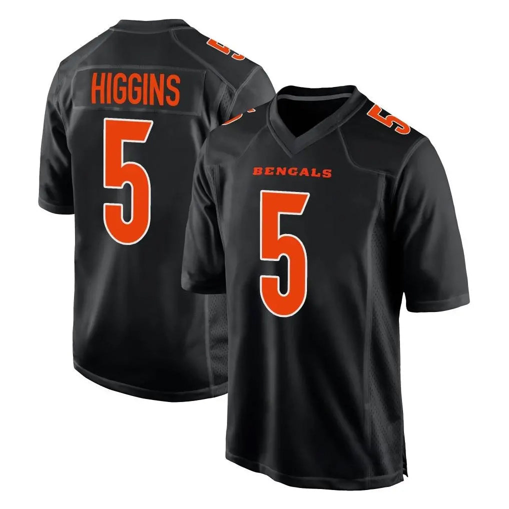 Pouc C.Bengals #5 Tee Higgins Player Black Fashion Game Stitched Jerseys