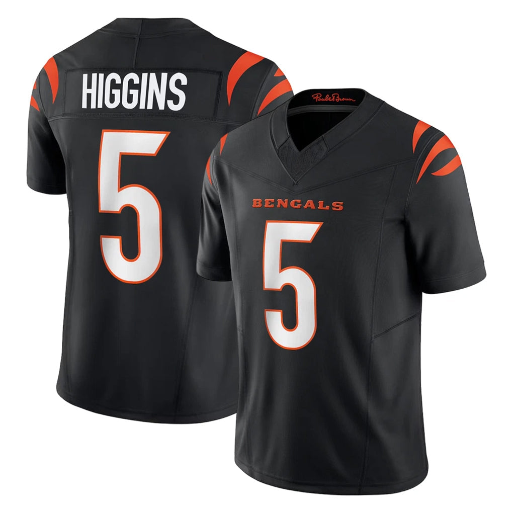 Pouc C.Bengals #5 Tee Higgins Player Black Vapor F.U.S.E. Limited Home Game Stitched Jerseys