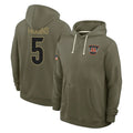 Pouc C.Bengals #5 Tee Higgins Player Olive Salute to Service Pullover Hoodies Limited Stitched Jerseys