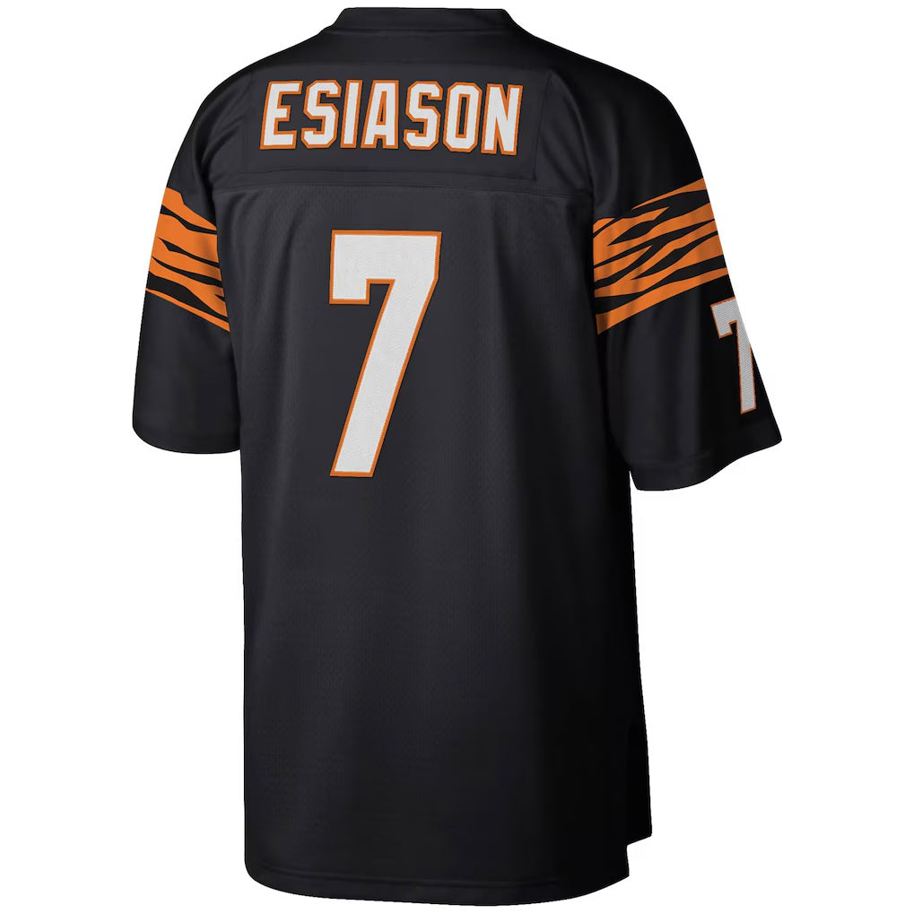 Pouc C.Bengals #7 Boomer Esiason Mitchell & Ness Black Legacy Replica Stitched Jerseys