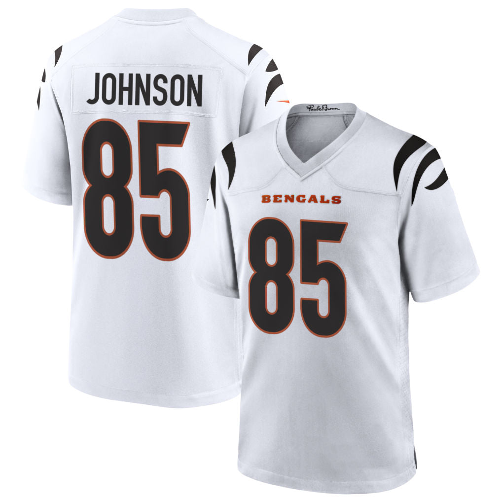 Pouc C.Bengals #85 Chad Johnson Player White Home Game Stitched Jerseys