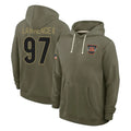 Pouc C.Bengals #97 Dexter Lawrence II Player Olive Salute to Service Pullover Hoodies Limited Stitched Jerseys