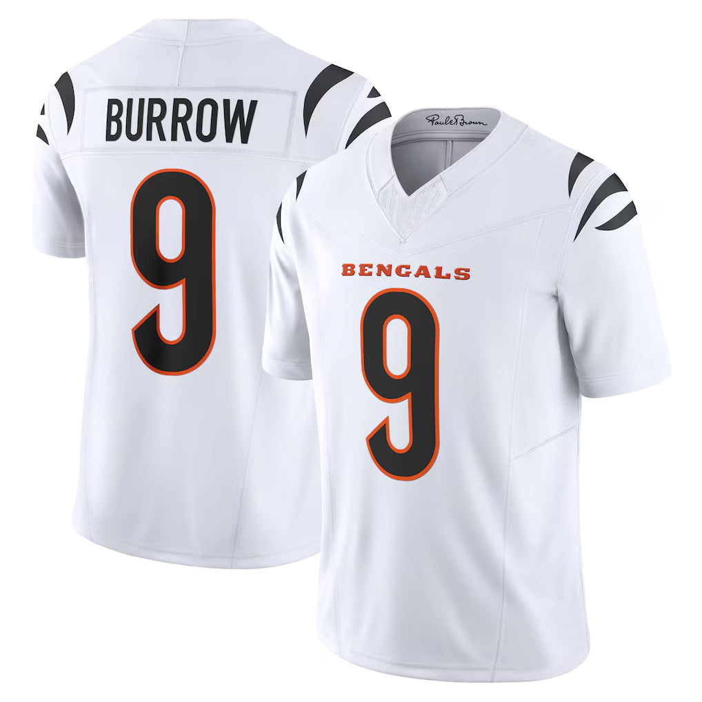 Pouc C.Bengals #9 Joe Burrow Player White Vapor F.U.S.E. Limited Home Game Stitched Jerseys