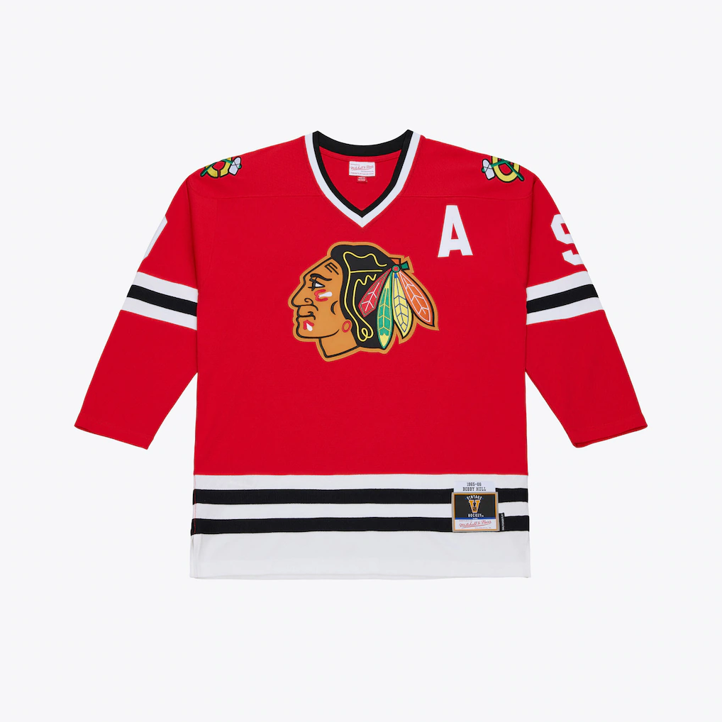 Pouc C.Blackhawks Bobby Hull Mitchell & Ness Red 1966 Power Play Jerseys