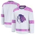 Pouc C.Blackhawks White 2024 Hockey Fights Cancer Practice Jerseys