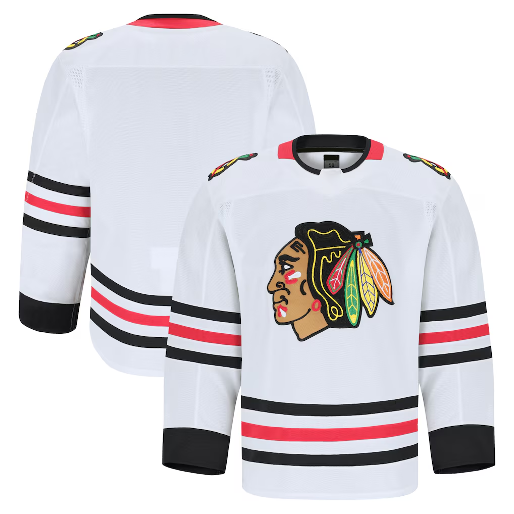 Pouc C.Blackhawks White Away Authentic Pro Jerseys