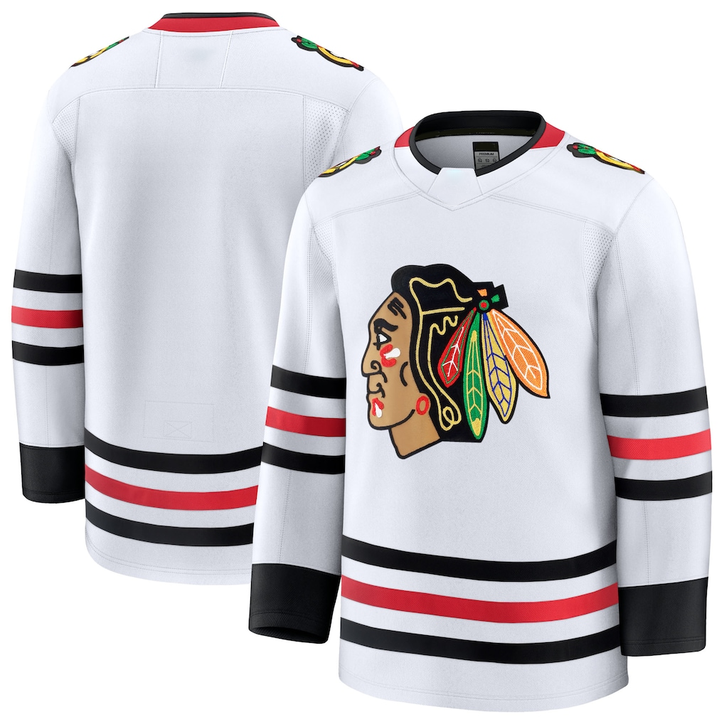 Pouc C.Blackhawks White Away Premium Jerseys