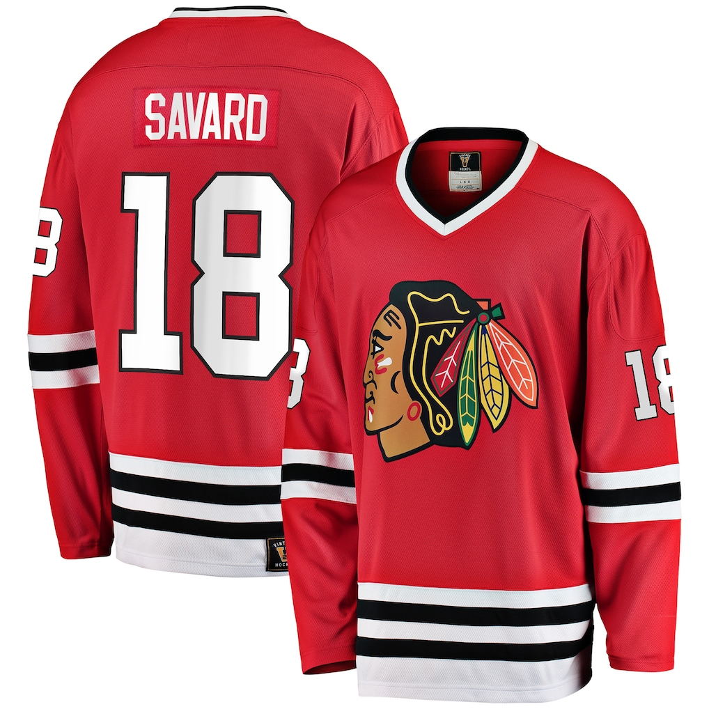 Pouc C.Blackhawks #18 Denis Savard Red Premier Breakaway Retired Player Jerseys