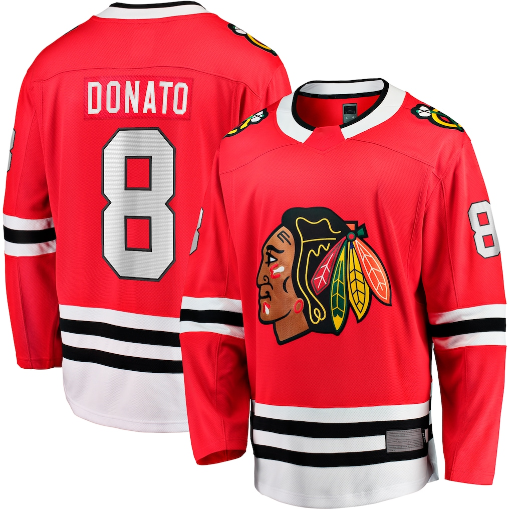 Pouc C.Blackhawks #8 Ryan Donato Red Home Breakaway Jerseys